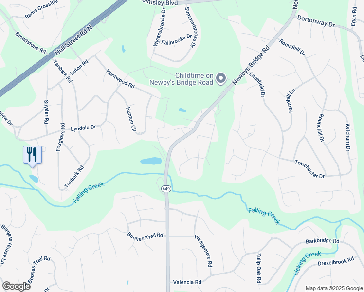 map of restaurants, bars, coffee shops, grocery stores, and more near 4202 Kempwood Court in Chesterfield