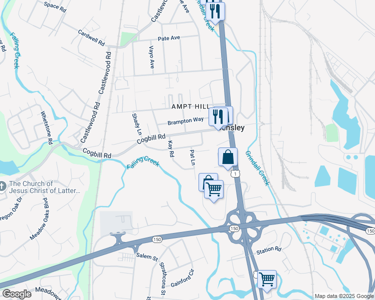 map of restaurants, bars, coffee shops, grocery stores, and more near 2801 Emblem Drive in Richmond