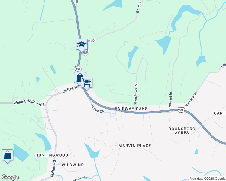 map of restaurants, bars, coffee shops, grocery stores, and more near 120 Saint Johns Drive in Lynchburg
