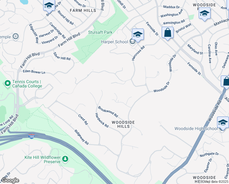 map of restaurants, bars, coffee shops, grocery stores, and more near 170 Wildwood Way in Redwood City