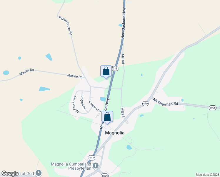 map of restaurants, bars, coffee shops, grocery stores, and more near 4579 Parker Grove Road in Magnolia