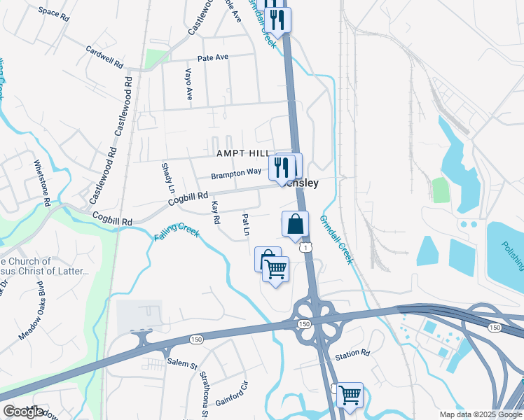 map of restaurants, bars, coffee shops, grocery stores, and more near 5431 Remuda Drive in Richmond