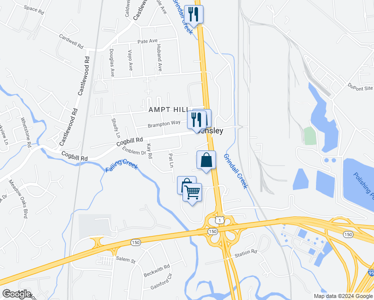 map of restaurants, bars, coffee shops, grocery stores, and more near 5431 Remuda Drive in Richmond
