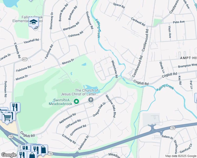 map of restaurants, bars, coffee shops, grocery stores, and more near 4913 Whetstone Road in Richmond