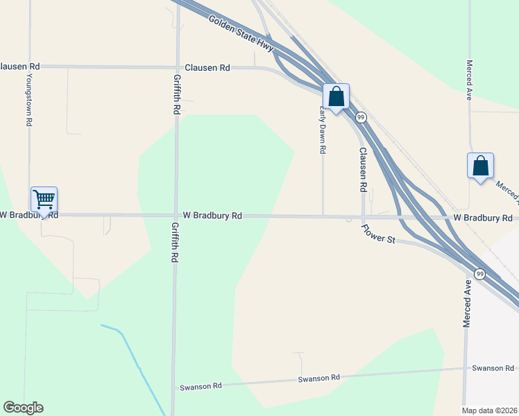 map of restaurants, bars, coffee shops, grocery stores, and more near 17742 West Bradbury Road in Turlock