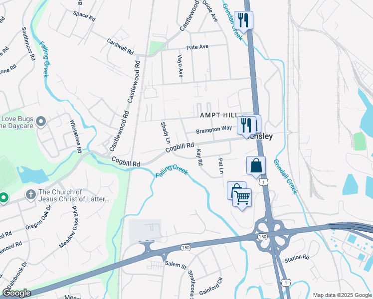 map of restaurants, bars, coffee shops, grocery stores, and more near 2901 Cogbill Road in Richmond