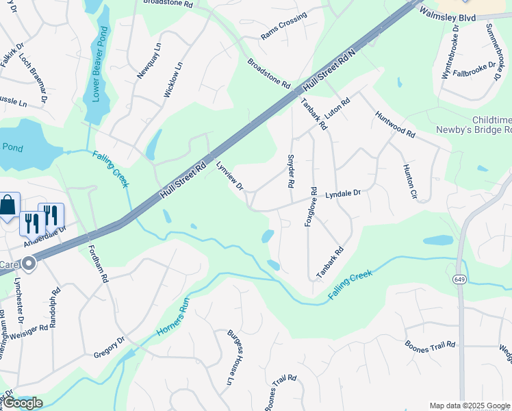map of restaurants, bars, coffee shops, grocery stores, and more near 8844 Lyndale Drive in Richmond