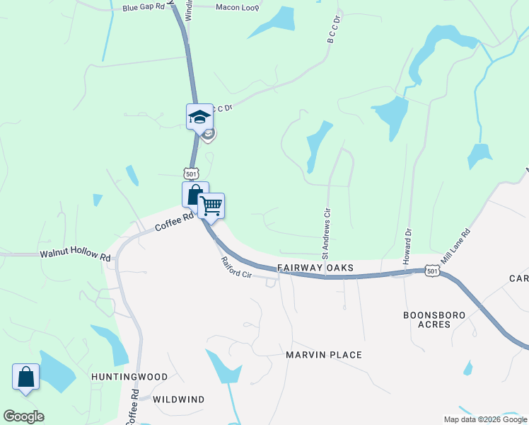 map of restaurants, bars, coffee shops, grocery stores, and more near 120 Saint Johns Drive in Lynchburg