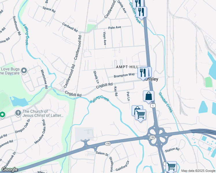 map of restaurants, bars, coffee shops, grocery stores, and more near 2901 Cogbill Road in Richmond