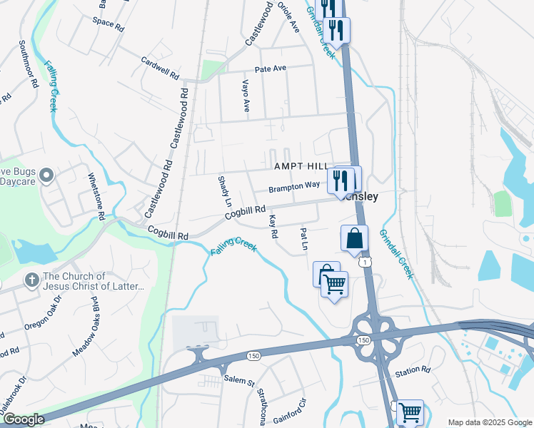 map of restaurants, bars, coffee shops, grocery stores, and more near 2833 Cogbill Road in Richmond