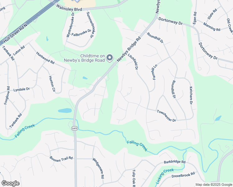 map of restaurants, bars, coffee shops, grocery stores, and more near 7819 Towchester Drive in Chesterfield