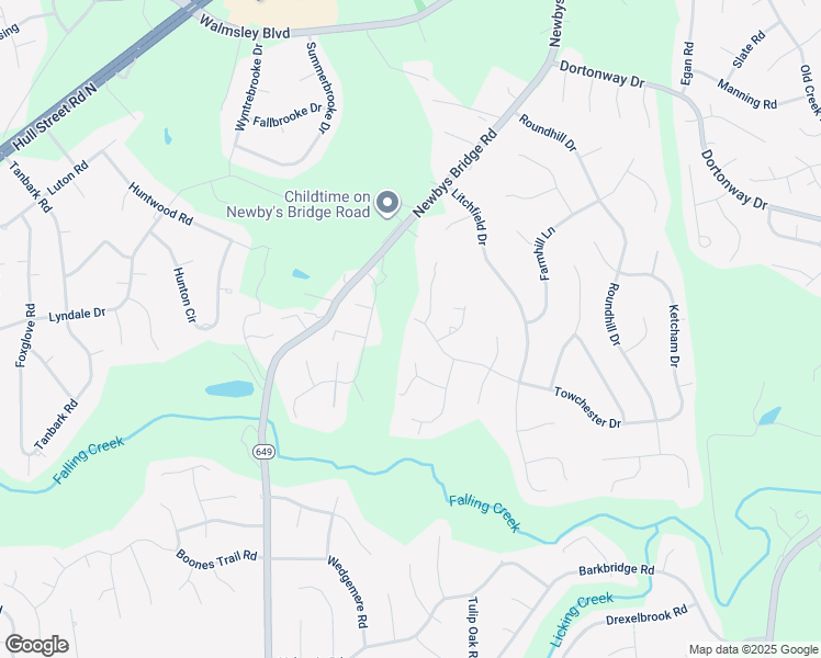map of restaurants, bars, coffee shops, grocery stores, and more near 7819 Towchester Drive in Chesterfield