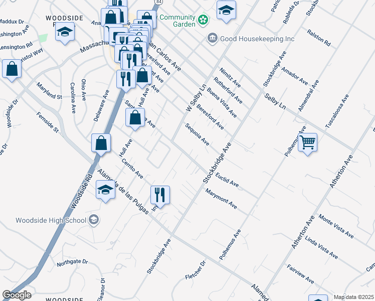 map of restaurants, bars, coffee shops, grocery stores, and more near 471 Santa Clara Avenue in Redwood City