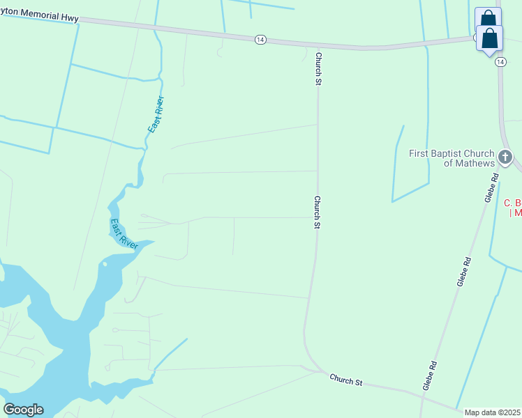 map of restaurants, bars, coffee shops, grocery stores, and more near 188 River Estates Place in Mathews