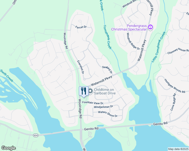 map of restaurants, bars, coffee shops, grocery stores, and more near 3802 Evershot Court in Midlothian