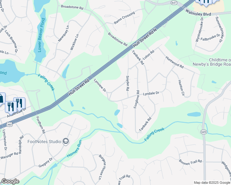 map of restaurants, bars, coffee shops, grocery stores, and more near 8841 Kentwood Road in Richmond