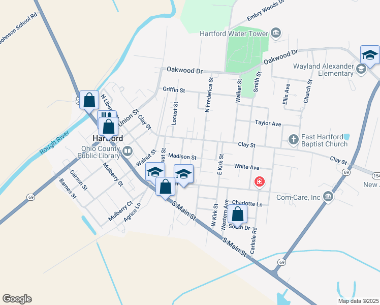 map of restaurants, bars, coffee shops, grocery stores, and more near 212-298 East Render Street in Hartford