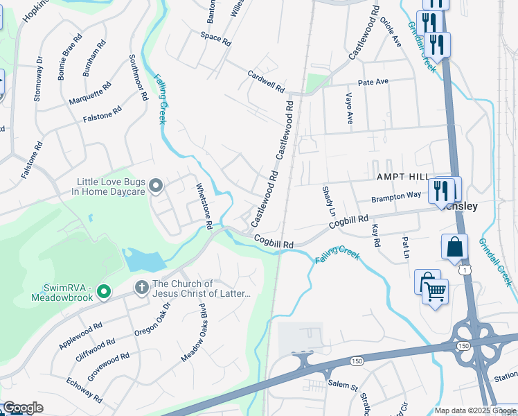 map of restaurants, bars, coffee shops, grocery stores, and more near 5230 Castlewood Road in Richmond