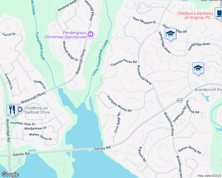 map of restaurants, bars, coffee shops, grocery stores, and more near 14315 Spring Gate Court in Midlothian
