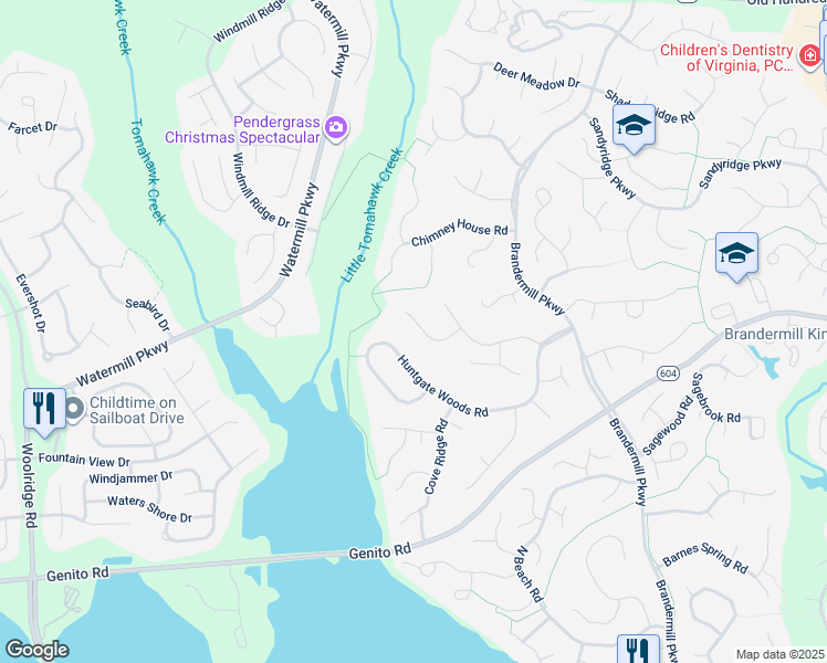 map of restaurants, bars, coffee shops, grocery stores, and more near 14315 Spring Gate Court in Midlothian