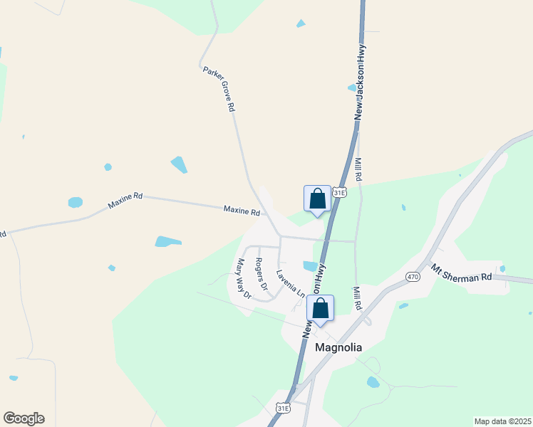 map of restaurants, bars, coffee shops, grocery stores, and more near 4506 Parker Grove Road in Magnolia