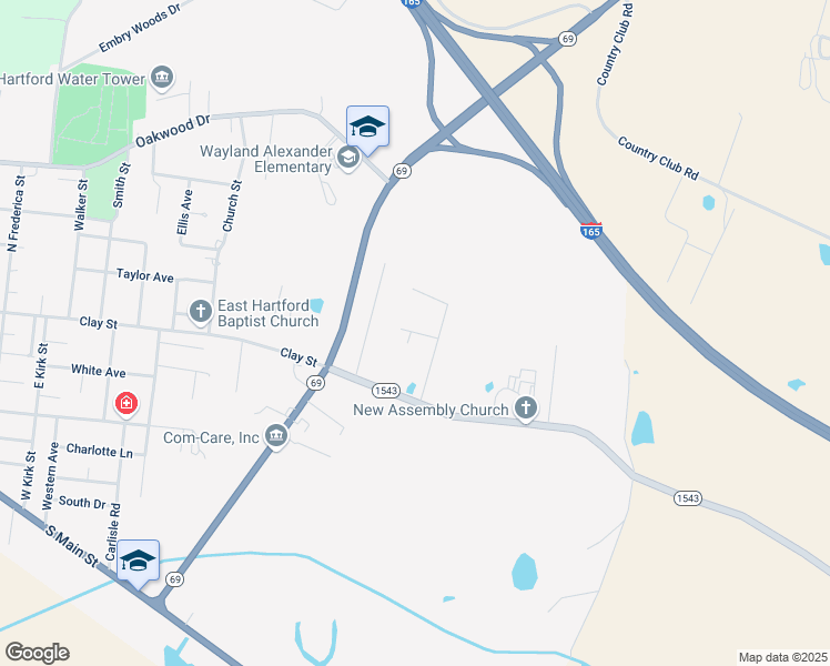 map of restaurants, bars, coffee shops, grocery stores, and more near Violet Lane in Hartford