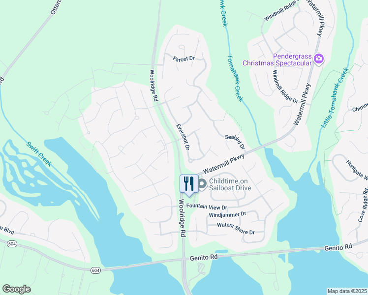 map of restaurants, bars, coffee shops, grocery stores, and more near 3812 Evershot Drive in Midlothian