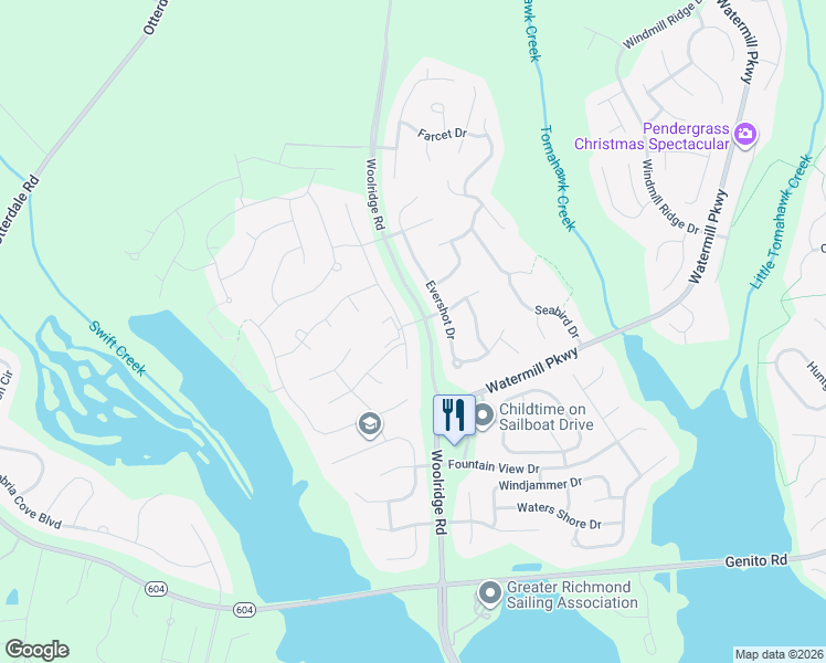 map of restaurants, bars, coffee shops, grocery stores, and more near 3801 Graythorne Drive in Midlothian