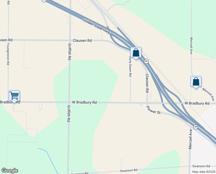 map of restaurants, bars, coffee shops, grocery stores, and more near 17742 West Bradbury Road in Turlock