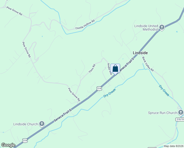 map of restaurants, bars, coffee shops, grocery stores, and more near 140 Vass Road in Lindside