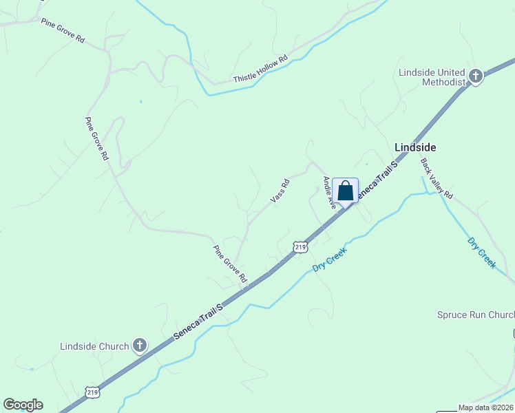 map of restaurants, bars, coffee shops, grocery stores, and more near 140 Vass Road in Lindside