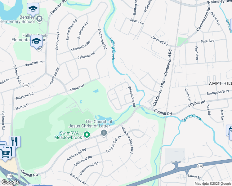 map of restaurants, bars, coffee shops, grocery stores, and more near 5401 Markview Lane in Richmond