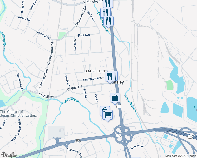 map of restaurants, bars, coffee shops, grocery stores, and more near 2716 Cogbill Road in Richmond