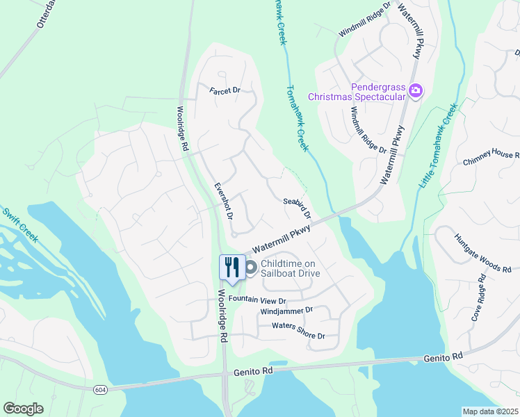 map of restaurants, bars, coffee shops, grocery stores, and more near 4107 Evershot Drive in Midlothian