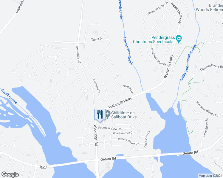 map of restaurants, bars, coffee shops, grocery stores, and more near 4107 Evershot Drive in Midlothian