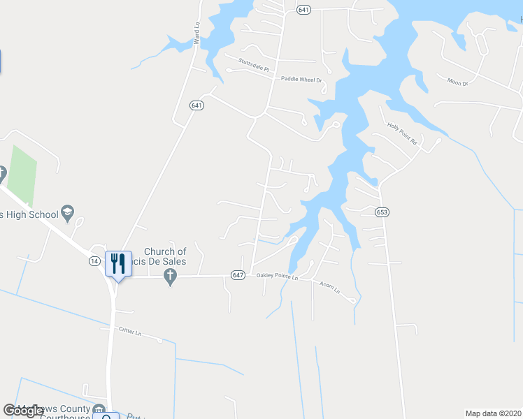 map of restaurants, bars, coffee shops, grocery stores, and more near Lovers Lane in Mathews