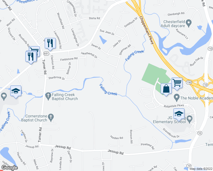 map of restaurants, bars, coffee shops, grocery stores, and more near 4716 Sherman Road in Richmond