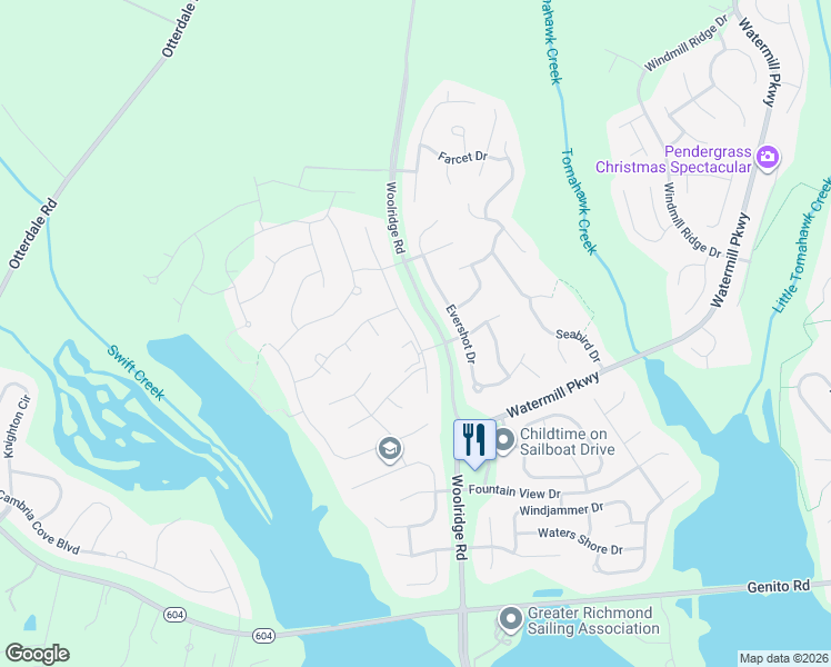 map of restaurants, bars, coffee shops, grocery stores, and more near 3801 Graythorne Drive in Midlothian