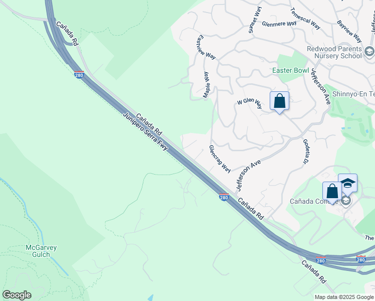 map of restaurants, bars, coffee shops, grocery stores, and more near 773 Cañada Road in Woodside