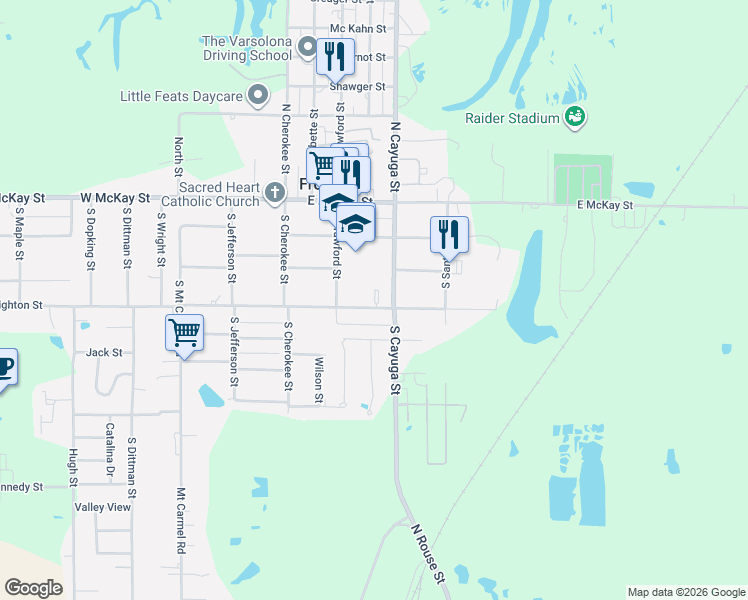 map of restaurants, bars, coffee shops, grocery stores, and more near 211 East Leighton Street in Frontenac