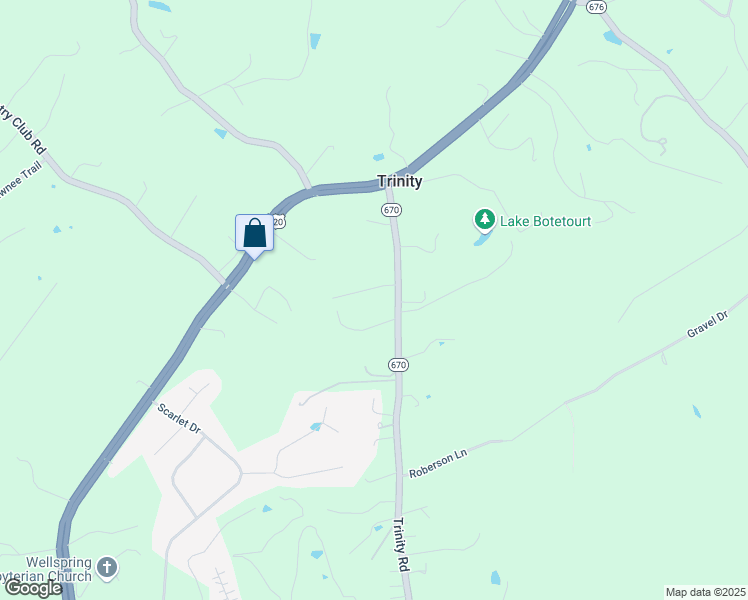 map of restaurants, bars, coffee shops, grocery stores, and more near 2959 Trinity Road in Troutville
