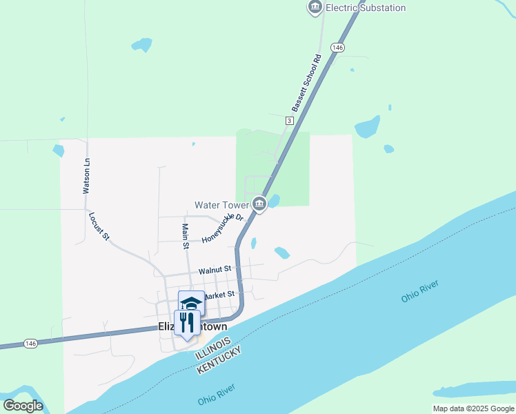 map of restaurants, bars, coffee shops, grocery stores, and more near Dunn Street in Elizabethtown