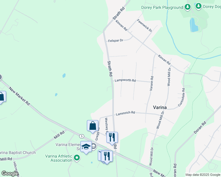map of restaurants, bars, coffee shops, grocery stores, and more near 7780 Strath Road in Richmond