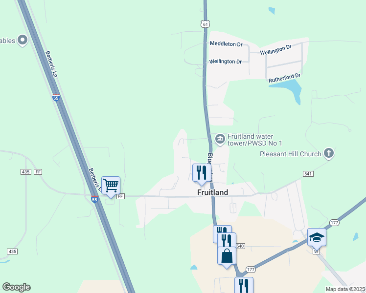 map of restaurants, bars, coffee shops, grocery stores, and more near 227 Campanula Lane in Jackson
