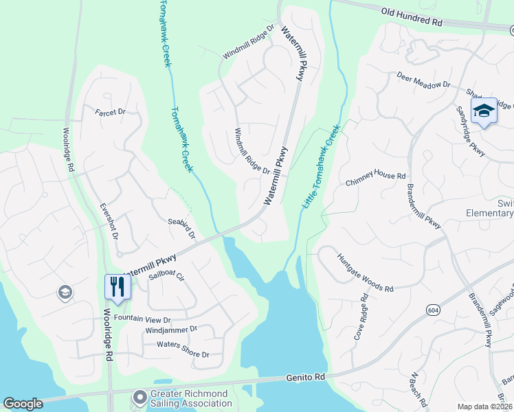 map of restaurants, bars, coffee shops, grocery stores, and more near 2737 Flour Mill Dr in Midlothian