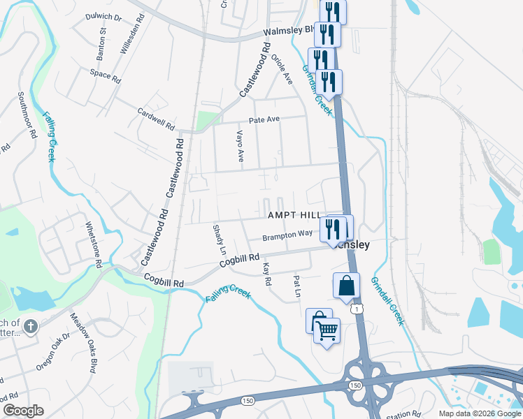 map of restaurants, bars, coffee shops, grocery stores, and more near 5249 Goolsby Court in Richmond