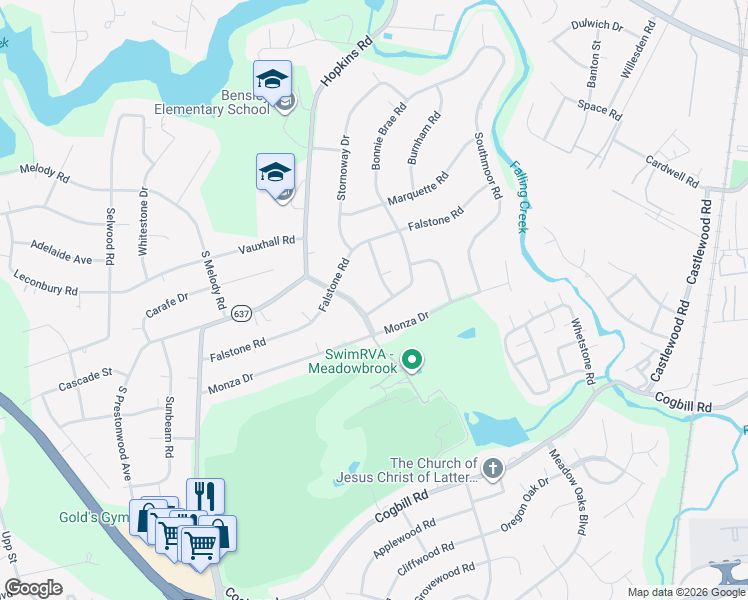 map of restaurants, bars, coffee shops, grocery stores, and more near 3742 Drakeshire Road in Richmond