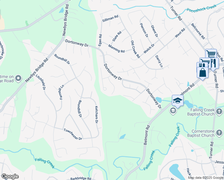 map of restaurants, bars, coffee shops, grocery stores, and more near 4042 Stone Creek Terrace in Chesterfield