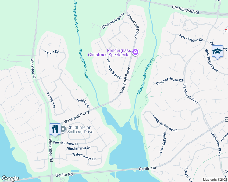 map of restaurants, bars, coffee shops, grocery stores, and more near 2736 Flour Mill Drive in Midlothian