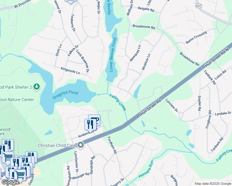 map of restaurants, bars, coffee shops, grocery stores, and more near 3610 Lockshire Court in Richmond